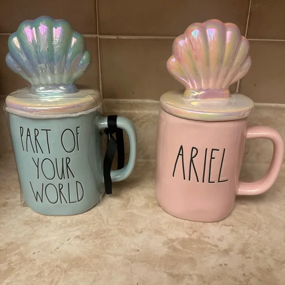 Mermaid Shell Lid Mugs Set - Picture 2 of 2